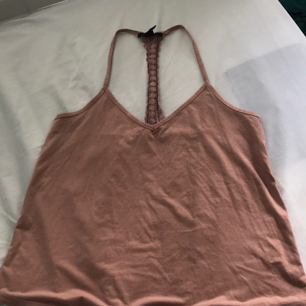 Pink suede-type material tanktop